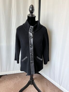 Classiques Entier Wool and Leather Knit Cardigan